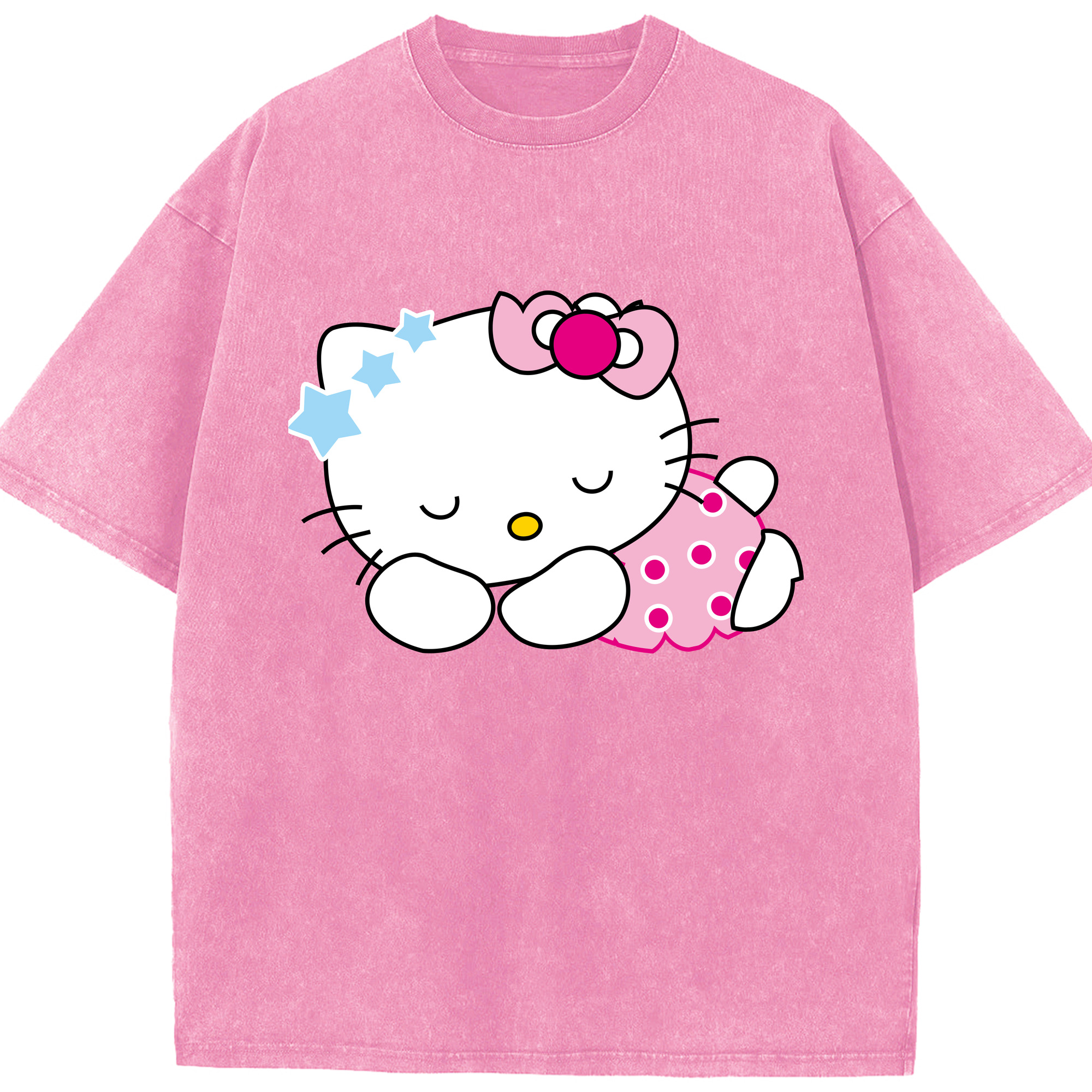 （画像用） Hello Kitty ハローキティ 綿100% ヴィンテージ風 半袖Tシャツ（フロントプリント）